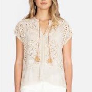 Johnny Was Leith Eyelet Top EUC